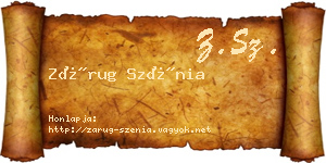 Zárug Szénia névjegykártya